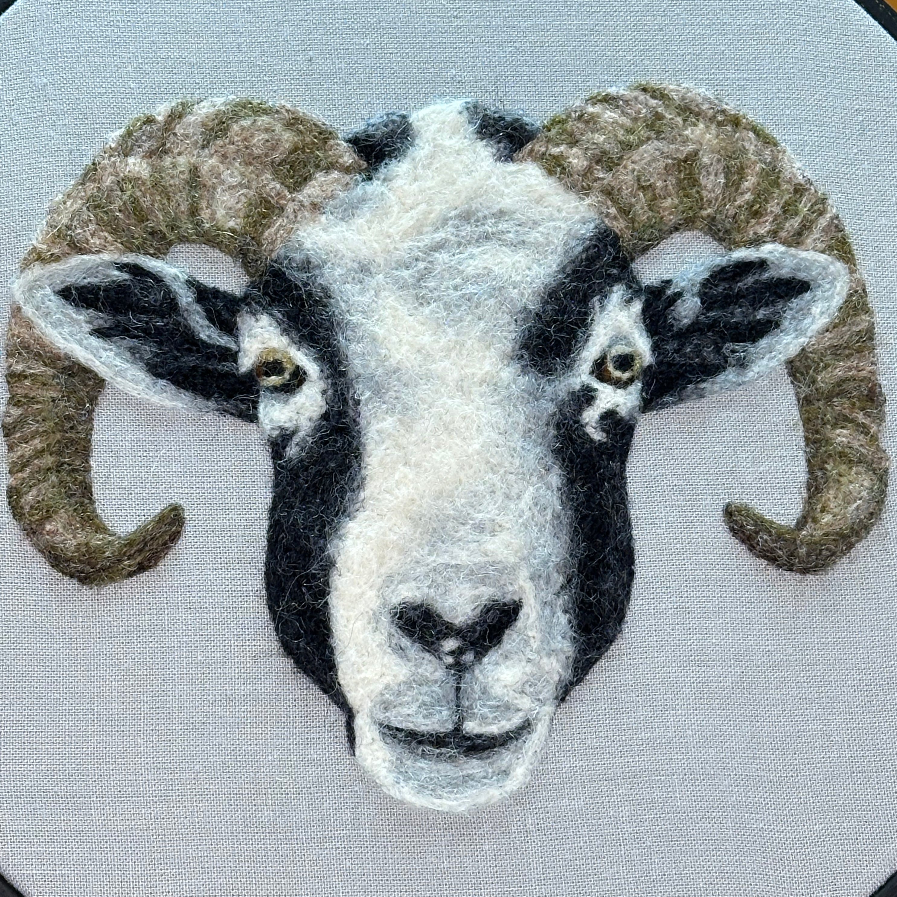 'Blackface Ram' needlefelted portrait