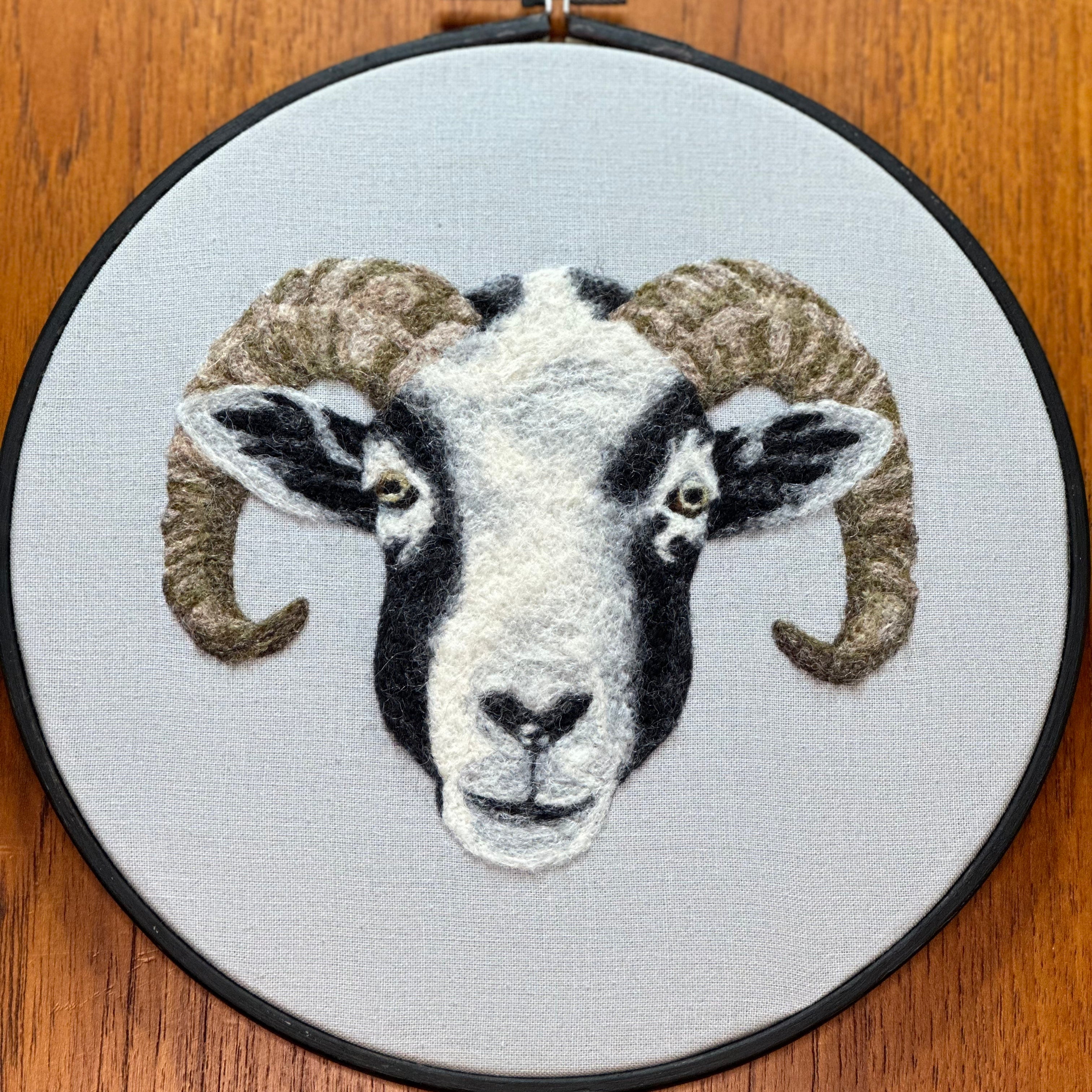 'Blackface Ram' needlefelted portrait