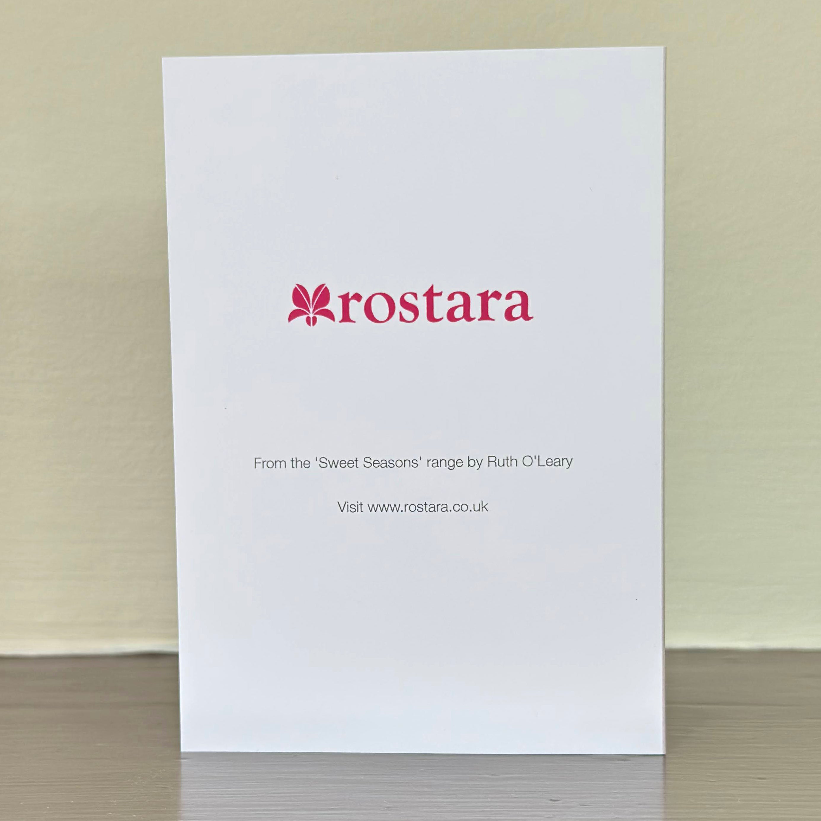 The back of a Sweet Seasons greetings card